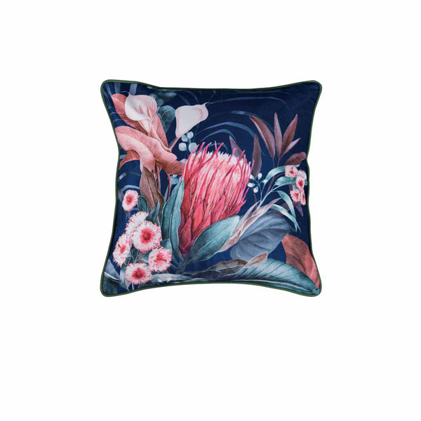 Bianca Balwyn Floral Square Filled Cushion Navy Blue 43cm