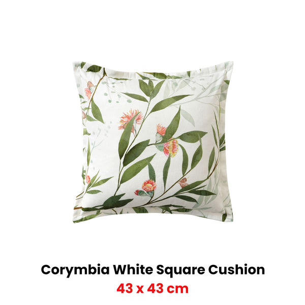 Bianca Corymbia Floral Velvet Square Filled Cushion White 43cm