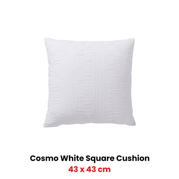 Bianca Cosmo Chenille Geometric Square Filled Cushion White 43cm