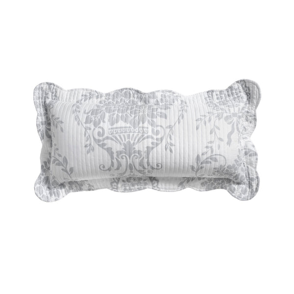 Bianca Florence Floral Damask Oblong Cushion 60 x 30cm Grey