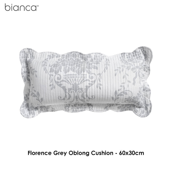 Bianca Florence Floral Damask Oblong Cushion 60 x 30cm Grey