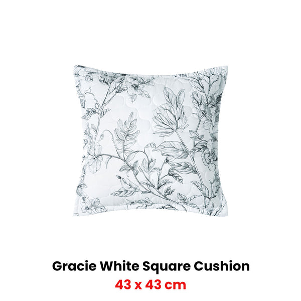 Bianca Gracie Floral Square Filled Cushion White 43m