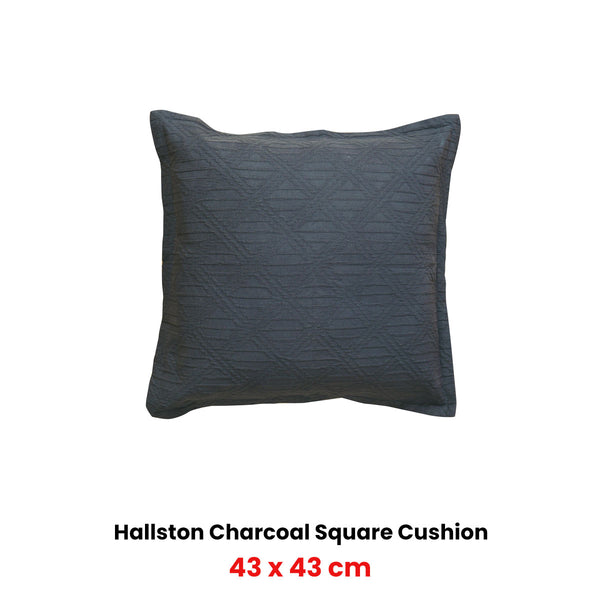 Bianca Hallston Diamond Design Charcoal Grey Square Filled Cushion 43cm