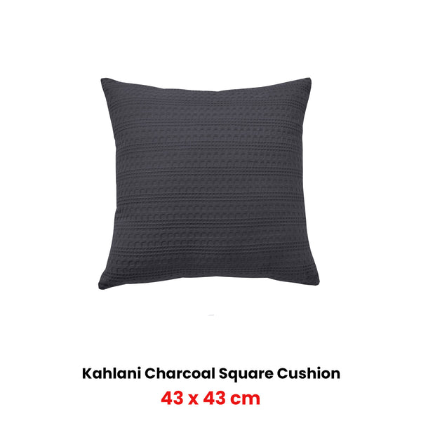 Bianca Kahlani Charcoal Grey Waffle Square Filled Cushion 43cm