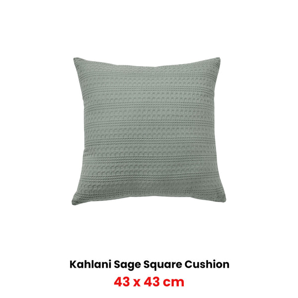 Bianca Kahlani Waffle Square Filled CushionSage Green 43cm