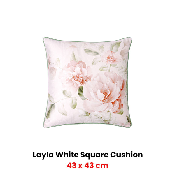 Bianca Layla Floral Square Filled Cushion Pink 43cm