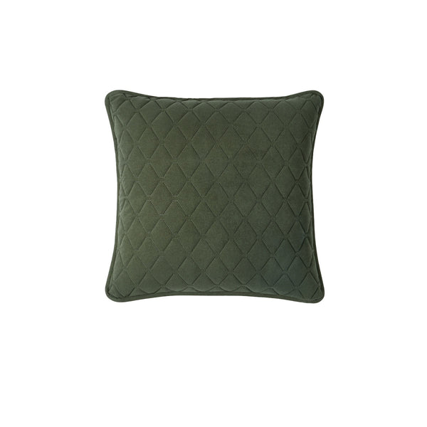 Bianca Lester Diamond Velvet Square Filled Cushion Olive Green 43cm