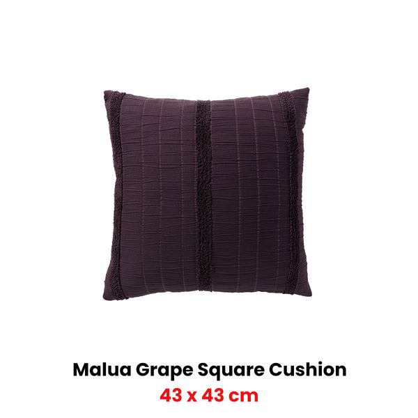 Bianca Malua Velvet Square Filled Cushion Grape Purple 43 x 43cm