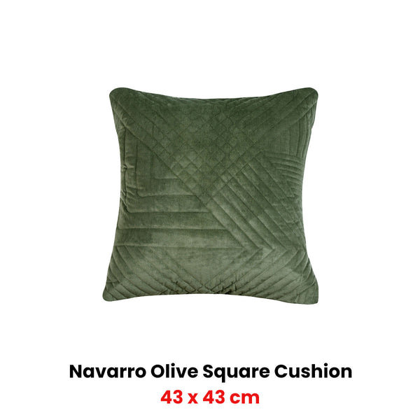 Bianca Navarro Geometric Velvet Square Filled Cushion Olive Green 43