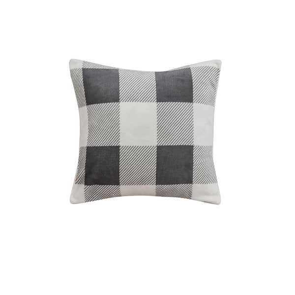 Bianca Naya Flannel Check Square Filled Cushion Natural Grey 43cm