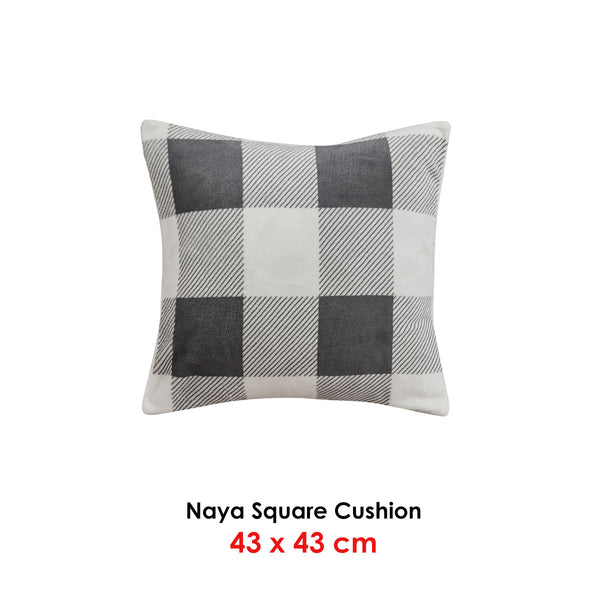 Bianca Naya Flannel Check Square Filled Cushion Natural Grey 43cm
