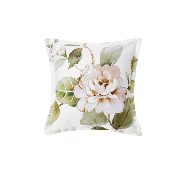 Bianca Rosalia Floral Square Filled Cushion White 43cm