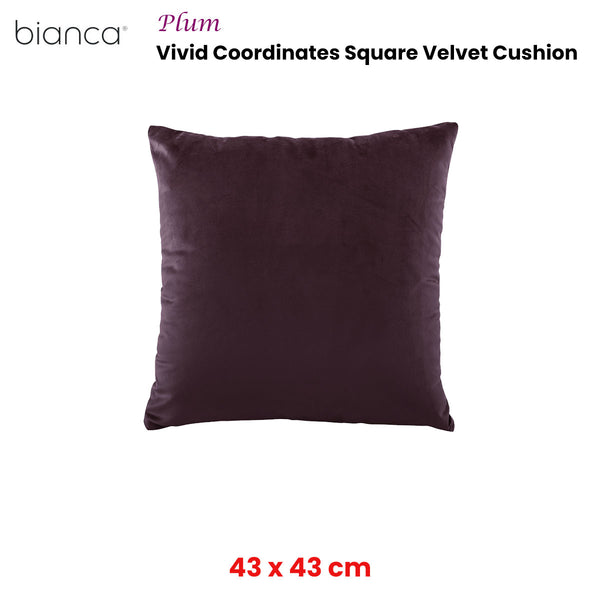 Bianca Vivid Coordinates Velvet Square Filled Cushion Plum Purple 43cm