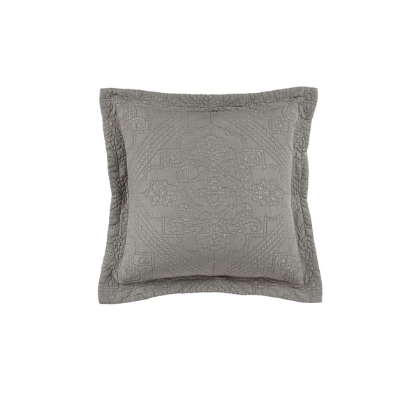 Bianca Zaria Embroidered Medallion Square Filled Cushion Taupe 43cm