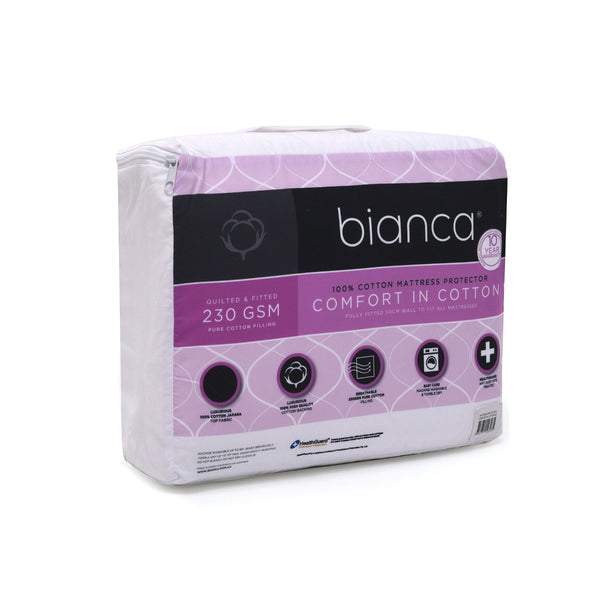 Bianca Comfort in Cotton Mattress Protector 230gsm 50cm Wall Long Single
