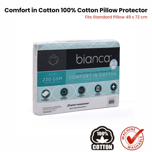 Bianca Twin Pack Pair Comfort in Cotton Pillow Protector Standard 49 x 72cm