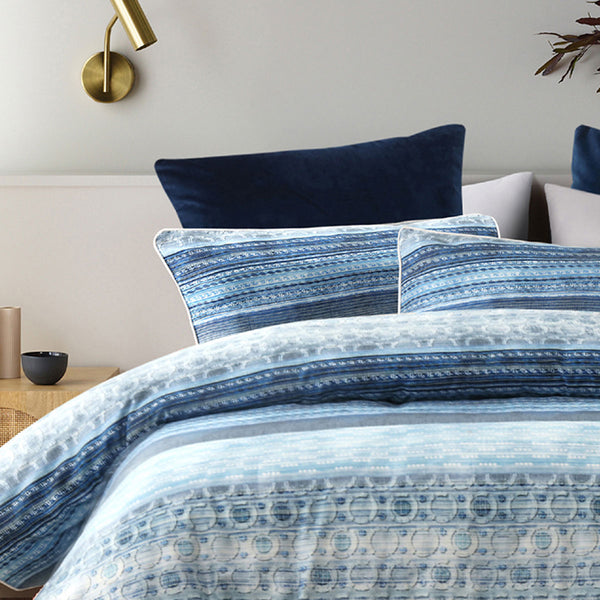 Bianca Amata Cotton Sateen Quilt Doona Duvet Cover Blue King