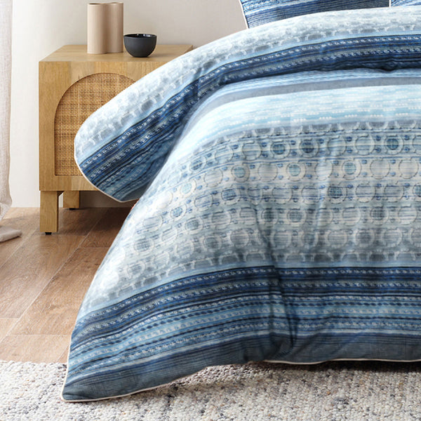 Bianca Amata Cotton Sateen Quilt Doona Duvet Cover Blue Queen