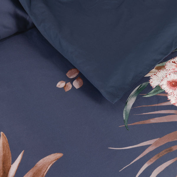 Bianca Balwyn Botanical Cotton Quilt Doona Duvet Cover Navy Blue Queen