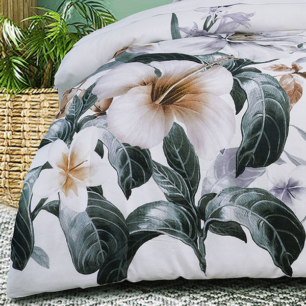 Bianca Chiquita Floral Cotton Quilt Doona Duvet Cover Set White Double