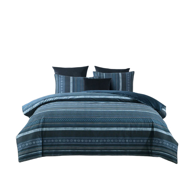 Bianca Como Tribal Striped Quilt Doona Duvet Cover Teal Super King