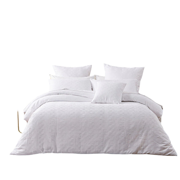 Bianca Cosmo Chenille Geometric Quilt Doona Duvet Cover White Super King