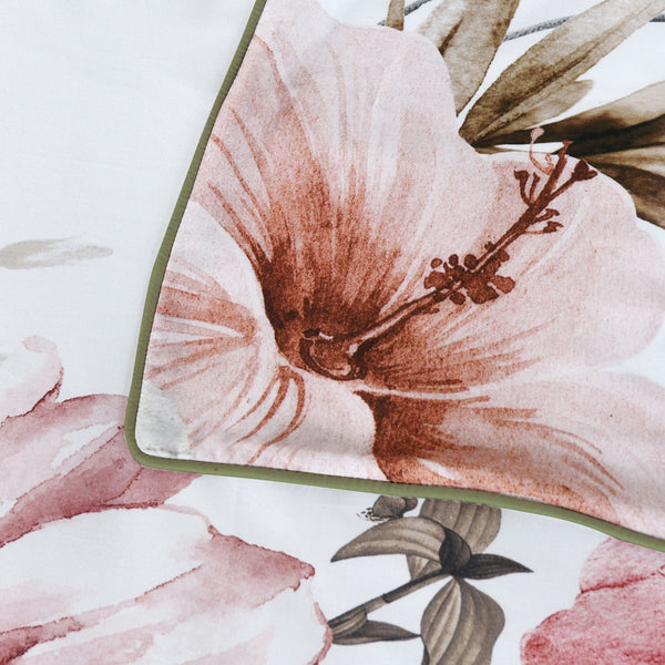 Bianca Eliana Floral Printed Cotton Sateen Quilt Doona Duvet Cover White King