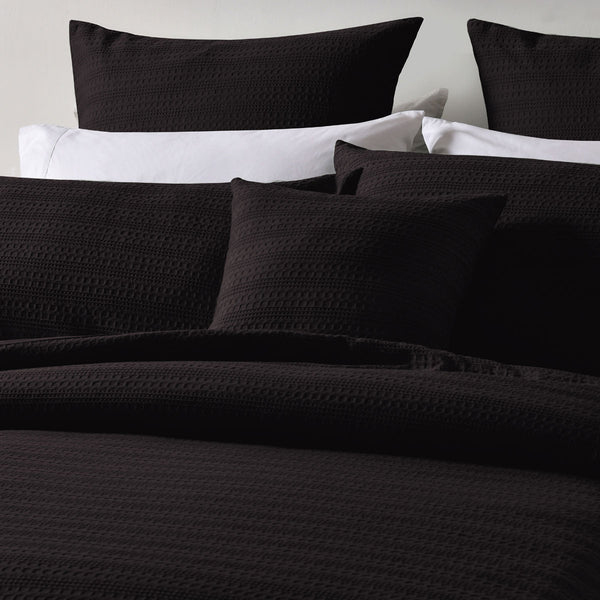 Bianca Kahlani Waffle Quilt Doona Duvet Cover Set Chocolate Brown Queen
