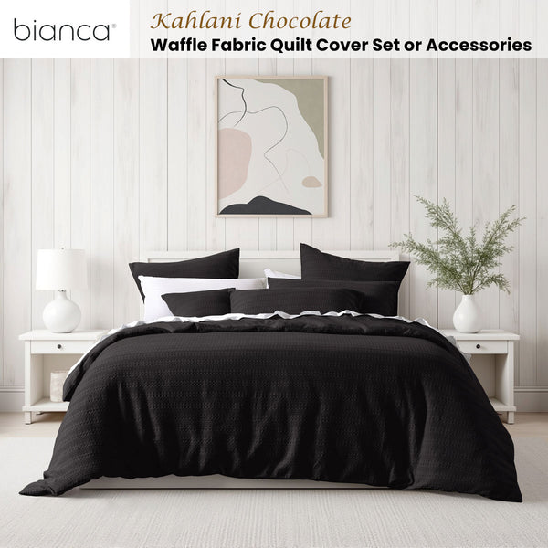 Bianca Kahlani Waffle Quilt Doona Duvet Cover Set Chocolate Brown Super King