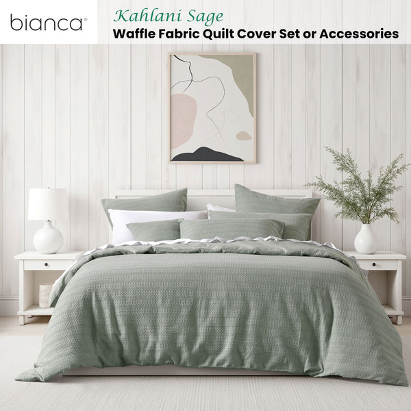 Bianca Kahlani Waffle Quilt Doona Duvet Cover Set Sage Green Double