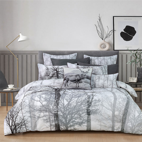 Bianca Myrtleford Cotton Sateen Quilt Doona Duvet Cover Grey Super King