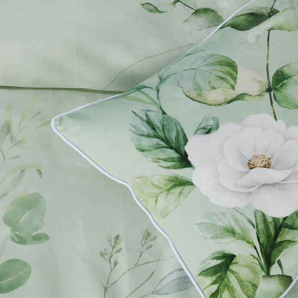 Bianca Salisbury Floral Cotton Sateen Quilt Doona Duvet Cover Sage King