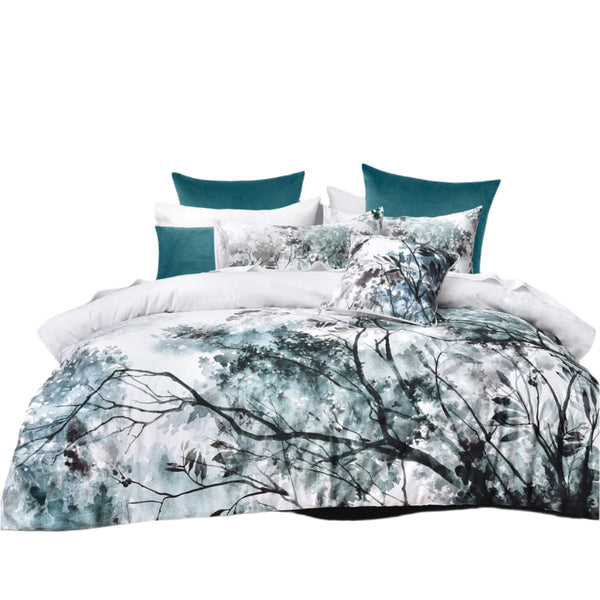 Bianca Sherbrooke Trees Cotton Sateen Quilt Doona Duvet Cover White King