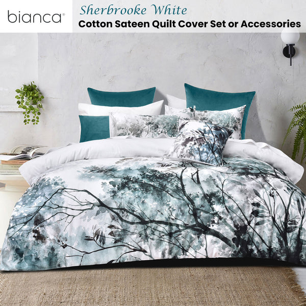 Bianca Sherbrooke Trees Cotton Sateen Quilt Doona Duvet Cover White King