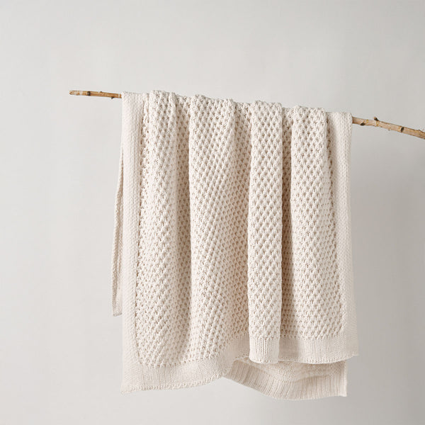 Bianca Sofala Polyester Chenille Throw Rug Blanket 130 x 170cm Cream