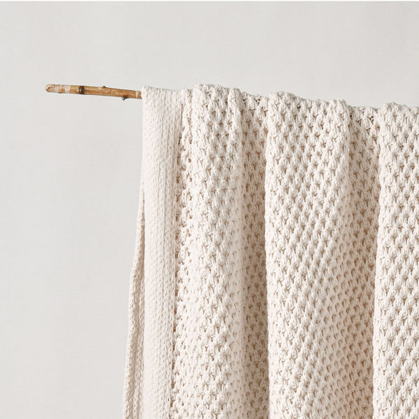 Bianca Sofala Polyester Chenille Throw Rug Blanket 130 x 170cm Cream