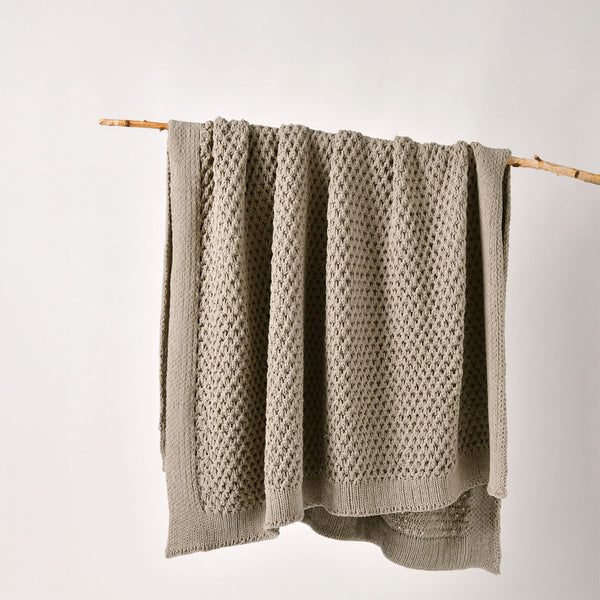 Bianca Sofala Polyester Chenille Throw Rug Blanket 130 x 170cm Taupe