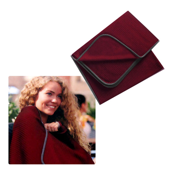 250GSM Ribbed Polar Fleece Blanket Throw Rug Burgundy 100 x 150cm