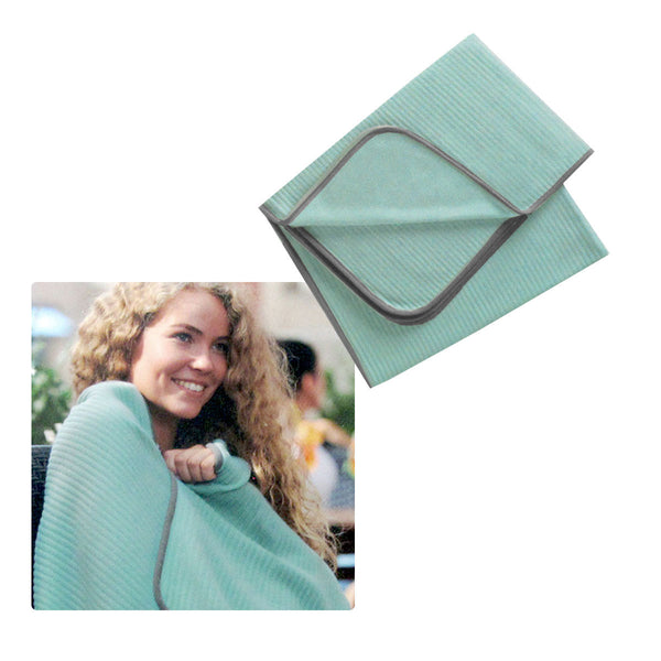 250GSM Ribbed Polar Fleece Blanket Throw Rug Seafoam 100 x 150cm