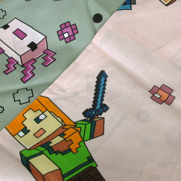 Mojang Minecraft Reversible Cotton Boys Girls Quilt Doona Duvet Cover Set Double
