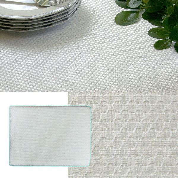Prestige Cotton Rich Jacquard Off White Tablecloth Round 220cm