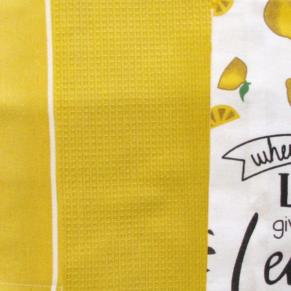 Home Oasis Set of 3 Cotton Rich Tea Kitchen Towels 50 x 70cm Lemons Yellow