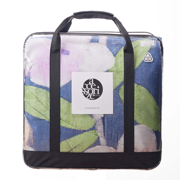 Accessorize Bella 3 Pce Floral Bedspread Comforter Coverlet Blue Double