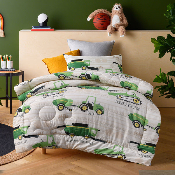 Happy Kids 2 Pce Country Harvest Farmyard Cotton Comforter Quilt Single