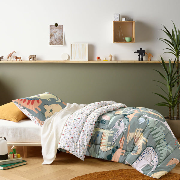 Happy Kids Dino Mania Dinosaur Bedspread Comforter Coverlet Green Single