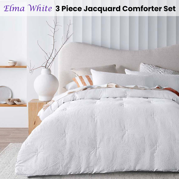 Accessorize Elma Jacquard Beadspread Comforter Coverlet White Queen