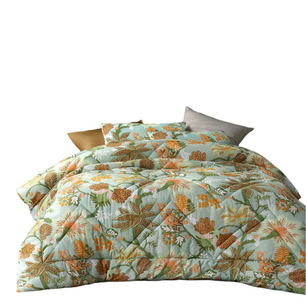 Accessorize Kienze 3 Piece Floral Orange Comforter Bedspread Coverlet Set Queen