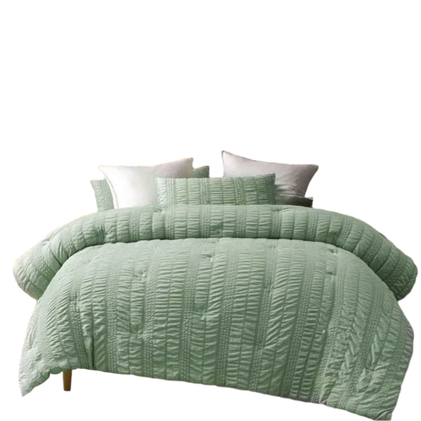 Accessorize Seersucker Polyester Bedspread Comforter Coverlet Sage Queen