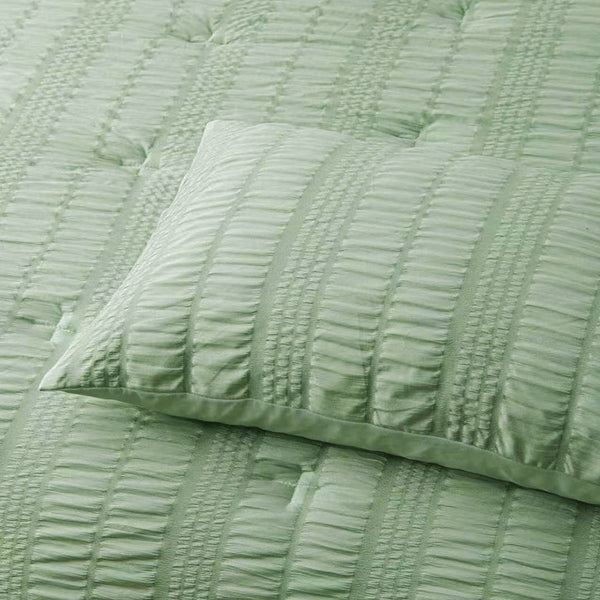 Accessorize Seersucker Polyester Bedspread Comforter Coverlet Sage Queen
