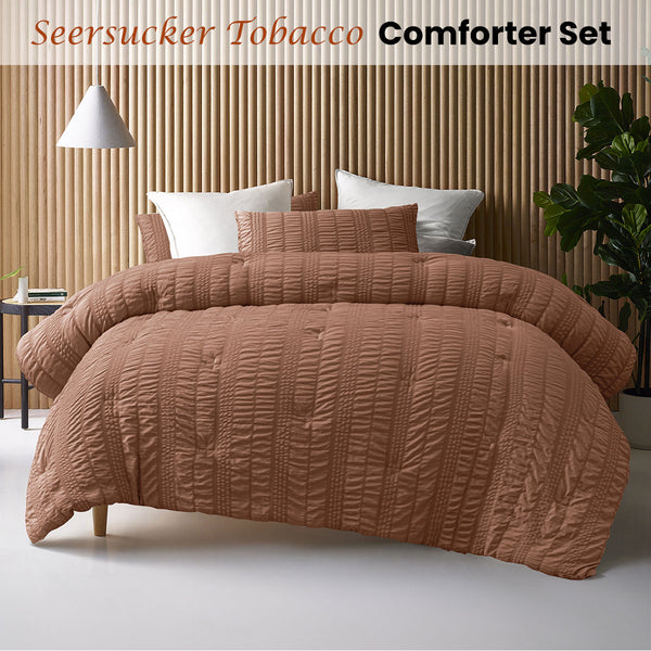 Accessorize Seersucker Polyester Bedspread Comforter Coverlet Tobacco Queen